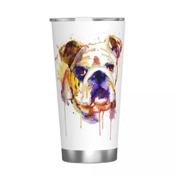 angol bulldog fej akvarell kutya tumbler vákuumszigetelt kávéscsészék rozsdamentes acél duplafalú bögre cseppálló