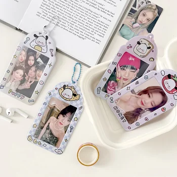 Aranyos Korea PVC 3 hüvelykes Kpop fotókártya tartó Fotókártya tároló kártya tartó Medál iskolai írószer