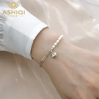 ASHIQI koreai stílusú természetes édesvízi gyöngy nyaklánc 925 sterling ezüst varrás karkötő ékszerek nőknek