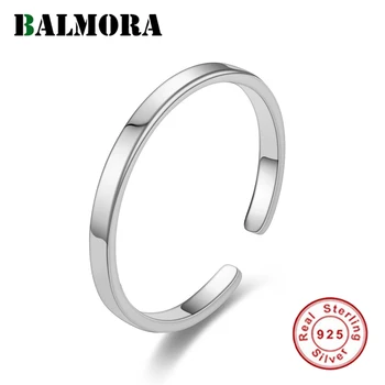BALMORA 925 sima ezüst vintage egyszerű nyitott gyűrű nőknek lány divatos Anillos minimalista nyilatkozat ékszer ajándék