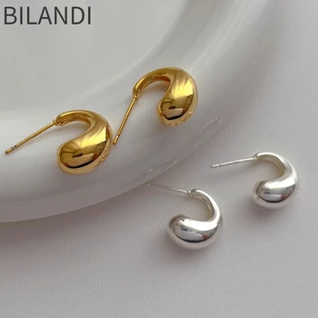 Bilandi divatékszer 925 ezüst tű finom design sima arany színű fülbevaló nőknek Lány ajándék fül kiegészítők