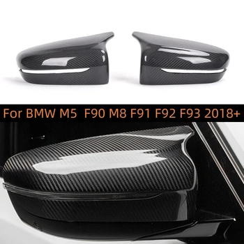 BMW M5 F90 M8 F91 F92 2018-2023 esetén valódi szénszálas LHD visszapillantó tükör fedél oldalsó tükörhéjak kerettokvédő