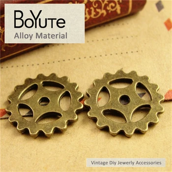 BoYuTe (100 db/lot) 17MM nagykereskedelmi antik bronzozott cinkötvözet Steampunk Charms fogaskerék medál DIY fém ékszerkészítés