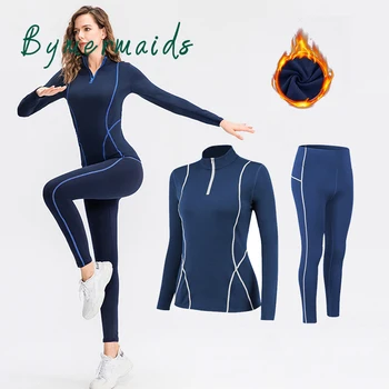 Bymermaids️ Új őszi téli gyapjú fitnesz szett női futás jóga felső push up leggings 2 részes öltöny rugalmasság edzőtermi edzőruha