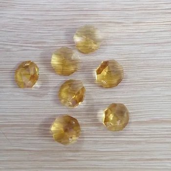 Camal 20db (egy lyukú) arany sárga 14mm kristály nyolcszögletű laza gyöngy prizmák csillár lámpa alkatrészek esküvői középpont függő