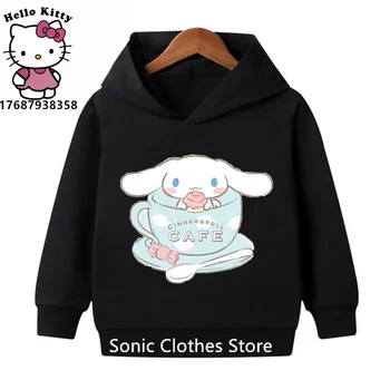Cinnamoroll Gyermek kapucnis pulóverek Lány ruhák Sport pulóverek Kawaii pulóver Anime Rajzfilmek Fiú Gyerekek Alkalmi Divat Sanrio felsők