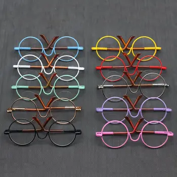  divat kis szemüveg 12/18 hüvelykes színes szemüvegekhez Kerek alakú átlátszó lencse fémkeretes üvegbabák Szemüvegek Babák Kiegészítők