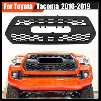  első lökhárító rács burkolatok Versenyrácsok fekete kompatibilis cefre grill 4 LED-es lámpával Toyota Tacoma 2016-2019