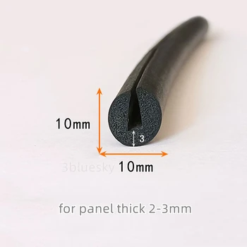 EPDM Gumihab tömítő szivacs U szalagüveg fém autó fa panel él védőburkolat 10x10mm fekete