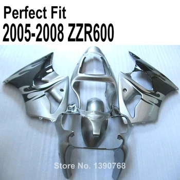 Ezüst ABS burkolat készlet Kawasaki ZZR600-hoz 2005 2006 2008 05 07 08 egyedi burkolatok TP29