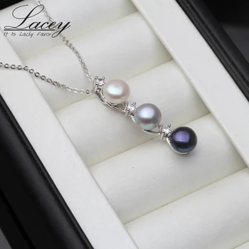 fehér édesvízi gyöngy nyaklánc nőknek,Real Natural Pearl 925 ezüstlánc nyaklánc medál finom ékszerek