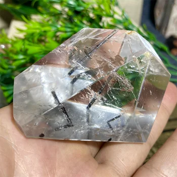 Fekete turmalin Természetes kő Kvarc Kristálypont Poliéderes ásványi energia gyógyítás Feng Shui Lakberendezés Pálma