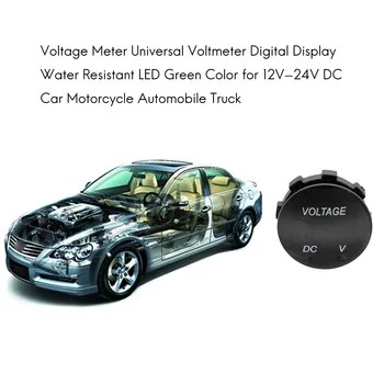 feszültségmérő Univerzális voltmérő digitális kijelző vízálló LED zöld színű 12V-24V DC autó motorkerékpár autó teherautó