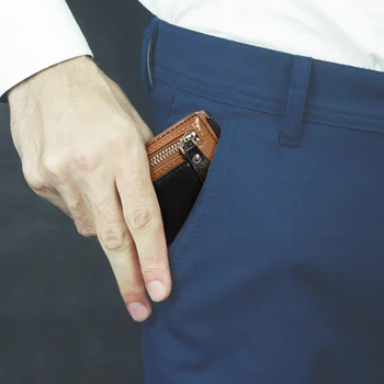 Férfi rövid pénztárca RF árnyékolással blokkolja a többnyílásos vékony kártyatáskát vásárláshoz