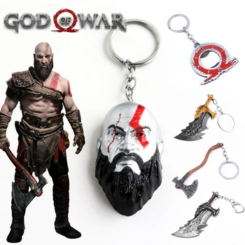 God of War kulcstartó Kratos 3D fej kulcstartó fejsze pajzs kard Káoszpengék őrző fegyver medál kulcstartó