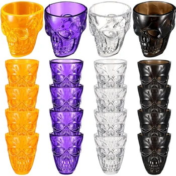 Halloween Skull Party Favor Shot szemüveg 1.86 oz/ 55 ml Törhetetlen koponyalövés csészék Műanyag Halloween csészék szeszes italok vodkájához