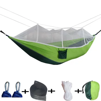 Hordozható kültéri kempingsátor függőágy szúnyoghálóval 2 személyes baldachin ejtőernyős függő ágy vadászat 210T nylon alvó hinta