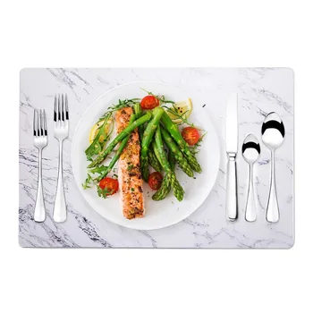 Inyahome csomag 1/4/6 tányéralátétet tartalmazó fehér műanyag étkészlet-szőnyegek asztali étkezéshez Védelem négyzet alakú súrolható asztalszőnyegek