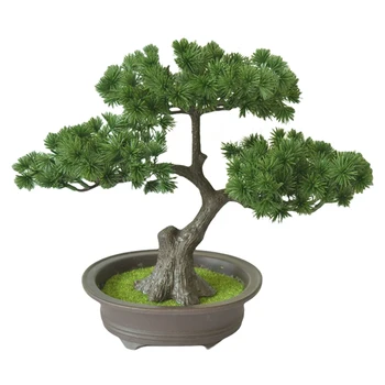 Irodakert Műanyag Lakberendezés Szimulációs növények Asztali kijelző Könnyen tisztítható mesterséges bonsai fa ajándék üdvözlő fenyő cserepes