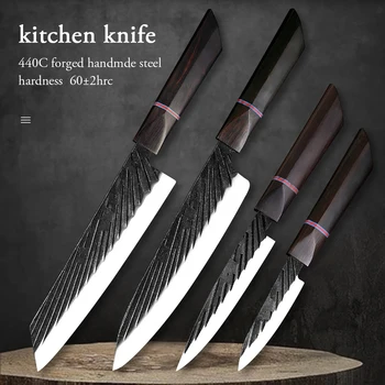 Japán késkészlet 8inch Kiritsuke szakács szeletelő kés hal lazac Sashimi főzőkés 440C rozsdamentes acél főzőeszközök