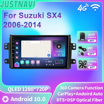 JUSTNAVI QLED Carplay DSP 2din Android 10.0 autórádió Multimidia lejátszó navigáció GPS Suzuki SX4 2006-2014 fejegység sztereó