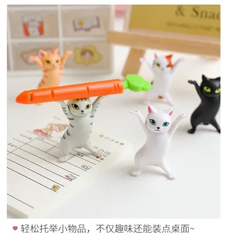 Kawaii macskák tolltartó Vicces macskababa díszek Műanyag kézművesség Fülhallgató támogatás a szobához Irodai íróasztal Lakberendezés Tartozék