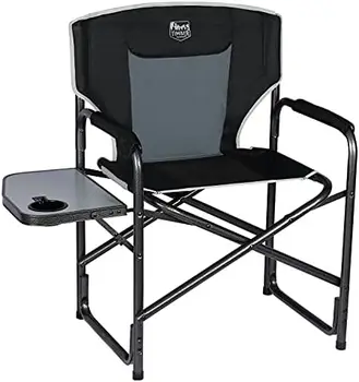  Kempingszék, hordozható alumínium rendezői szék oldalsó asztallal szabadtéri kempingezéshez, gyephez, piknikhez és horgászathoz, támogatja a 400 fontot 