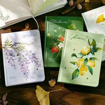 Keménytáblás jegyzetfüzet növény illusztrált sorozat akvarell virágok színes színes oldal illusztráció napló diák jegyzettömb