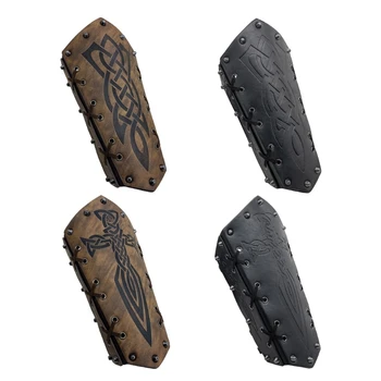 Középkori dombornyomott kar melltartók PU bőr lovagkar kesztyűk melltartó retro kar páncélok karszalag viking kiegészítők