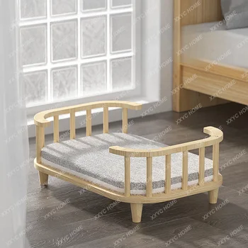 Latex kutyaágy Tömörfa ágy Kis kutya közepes kivehető és mosható kisállat Senior kennel macska föld kívüli macskaágy