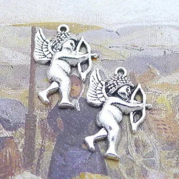 Legújabb 20Részes 15*21mm vegyes ötvözet Antik ezüst színű angyal Ámor Charms nyaklánc medál kiegészítő DIY ékszerkészítéshez