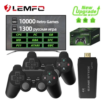 LEMFO Retro videojáték-konzol 2.4G vezeték nélküli konzol Game Stick 4k 10000 játékok hordozható Dendy játékkonzol TV-hez