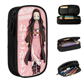 Lovely Kamado Nezuko Demon Slayer Pencil Cases Anime Pencilcase Pen Kids Large Storage Bag Office Gifts Írószerek