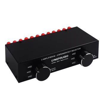 LYNEPAUAIO 1 DB 3 bemenet 3 kimenet passzív teljesítményerősítő és hangszóró kapcsoló hangszóró elosztó fekete fém