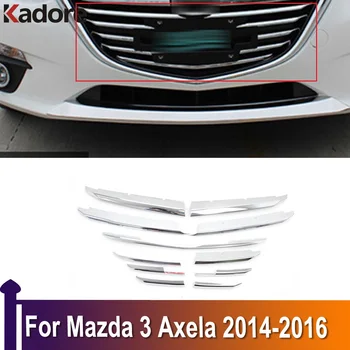 Mazda 3 M3 Axela 2014 2015 2016 króm első középső rácsok Trim Head Versenyrácsok Garish Strips Autó kiegészítők