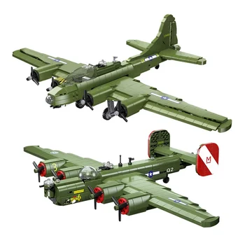 Második világháborús katonai gyűjtemény US B24 modell B17 Nagy hatótávolságú stratégiai vadászgép építőelemek Kockák Játékok Ajándékok