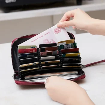New Fashion All-in-one egyszínű lopásgátló kefe Multi-card hosszú pénztárca férfiaknak és nőknek Hitelkártya névjegykártya táska