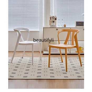 Nordic Műanyag szék Otthoni sűrítés Étkezőszék Egymásra rakható háttámla szék Modern minimalista étkezőasztal és székbútor