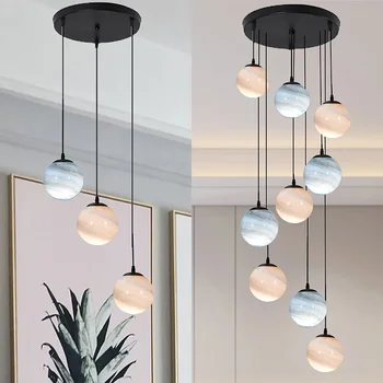 Nordic Planet üveg lámpabúra függőlámpa kreatív led ipari csillárok Lakberendezés konyha Nappali Mennyezeti lámpák
