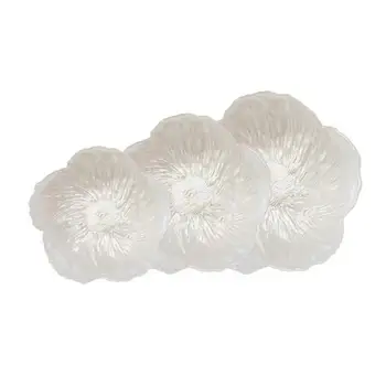 Nordic Style Modern virág alakú gyümölcstál háztartási kristályüveg gyöngyházfényű fehér Egyszerű snack tároló tál Nagy kapacitás