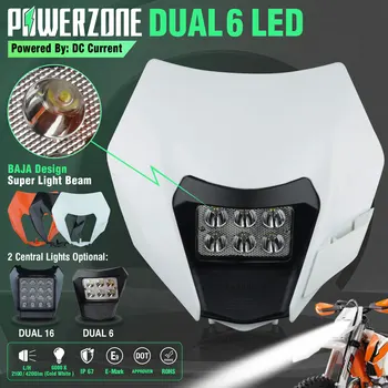 PowerZone motorkerékpár LED fényszóró fényszóró Supermoto burkolat KTM EXC SXF MX Dirt Bike Enduro első fényszóróhoz