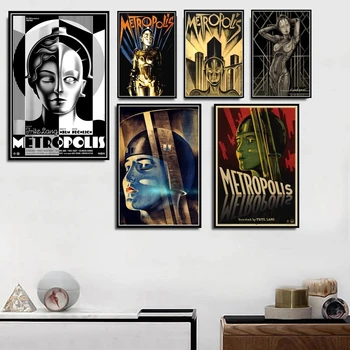 Retro Metropolis Németország Vintage film Fritz Lang Képminőség Vászonfestés Poszter Hálószoba Nappali kanapé Fal Művészet Lakberendezés