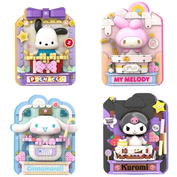 Sanrio sorozat blokknyomatok Cinnamoroll modell dekorációk Kuromi rajzfilm összekötő blokk játékok gyermekek születésnapi ajándékaihoz