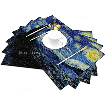 Starry Night By Van Gogh tányéralátétek hőálló az étkezőasztal csúszásmentes
