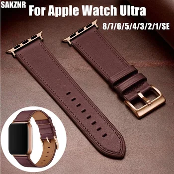 Valódi bőr óraszíj Apple Watch szíjhoz 44mm 40 38 41 42 45 49mm divatos csuklópánt iWatch Series Ultra 8 7 6 5 4 3
