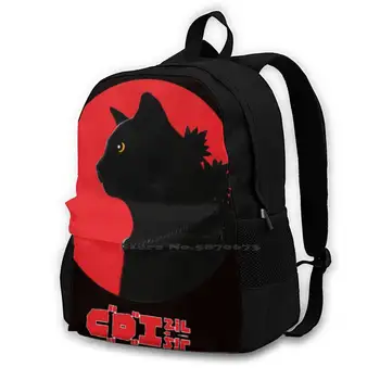 Vintage Catzilla Naplemente stílus Utazás Laptop táska Divat táskák Fekete macska Catzilla Négylábú barátok Macska jelmez Londoner