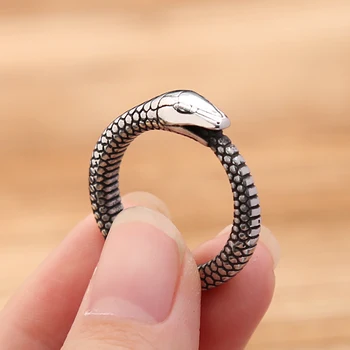Vintage egyszerű skandináv viking Ouroboros gyűrűk férfiaknak Nők rozsdamentes acél Punk motoros Állat kígyógyűrű divat ékszerek