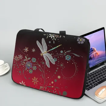 Vintage szitakötő virág nyomtatású hordozható laptop táska tok Válltáska notebook táska 10 12 13 15 17hüvelykes PC kézitáska Új