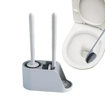 WC-csésze kefe és tartó szilikon fürdőszobai kefe tartóval Fürdőszoba tisztítóeszköz Újrafelhasználható szilikon fejtisztító kefe
