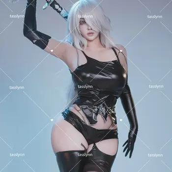 YoRHa 2B cosplay jelmez anime NieR cosplay jelmez Cheongsam szett Forró szexi fehérnemű fekete forró 2b A2 bőrruha